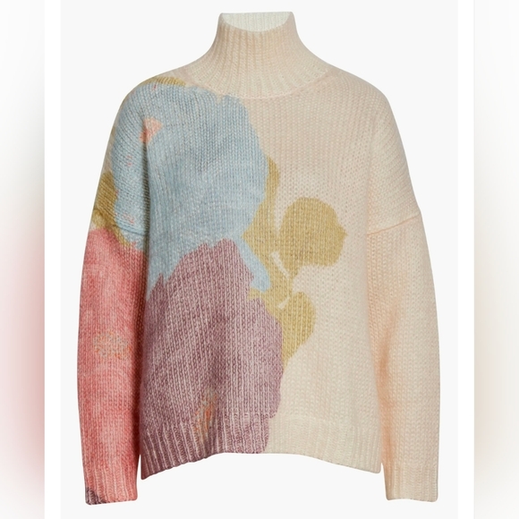 Valentino Camellia Print Mohair Blend Sweater XS